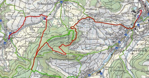 Wegensteten - Frick Routenplan